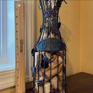 Decorative metal wine cork holder